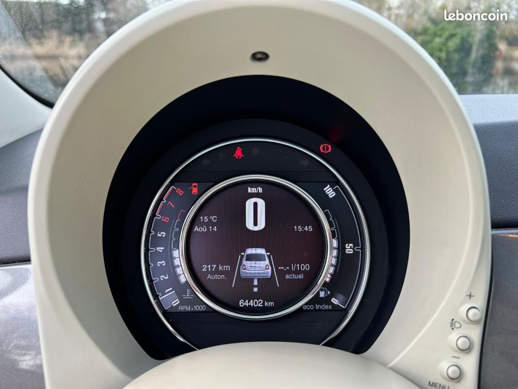 Fiat 500 MY17 1.2 – 69 ch Lounge – Toit panoramique